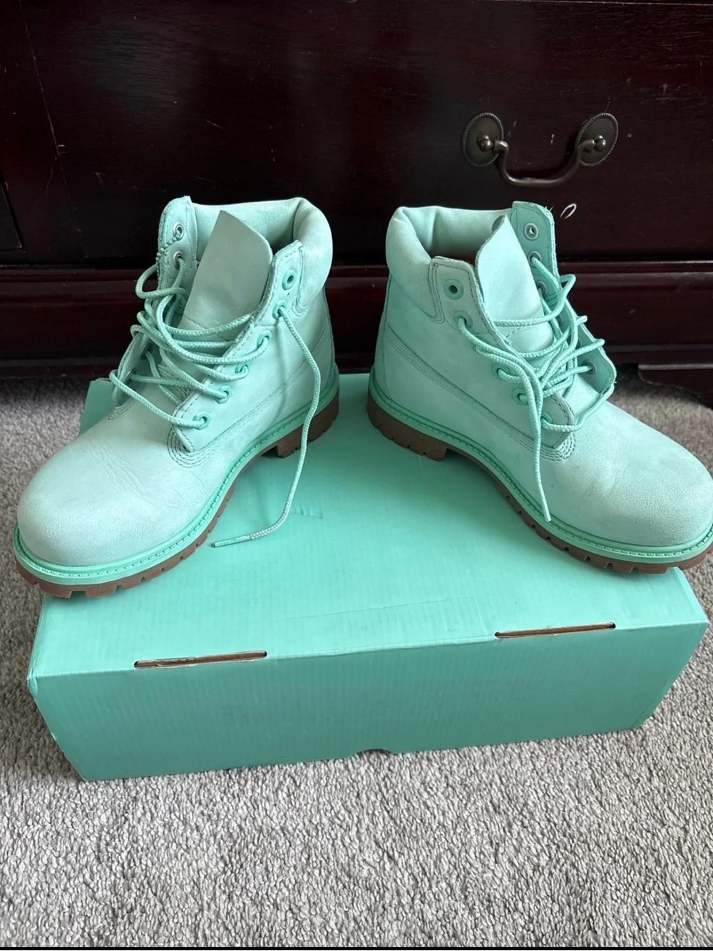 Timberland Kids Mint Green Lace-Up Boots